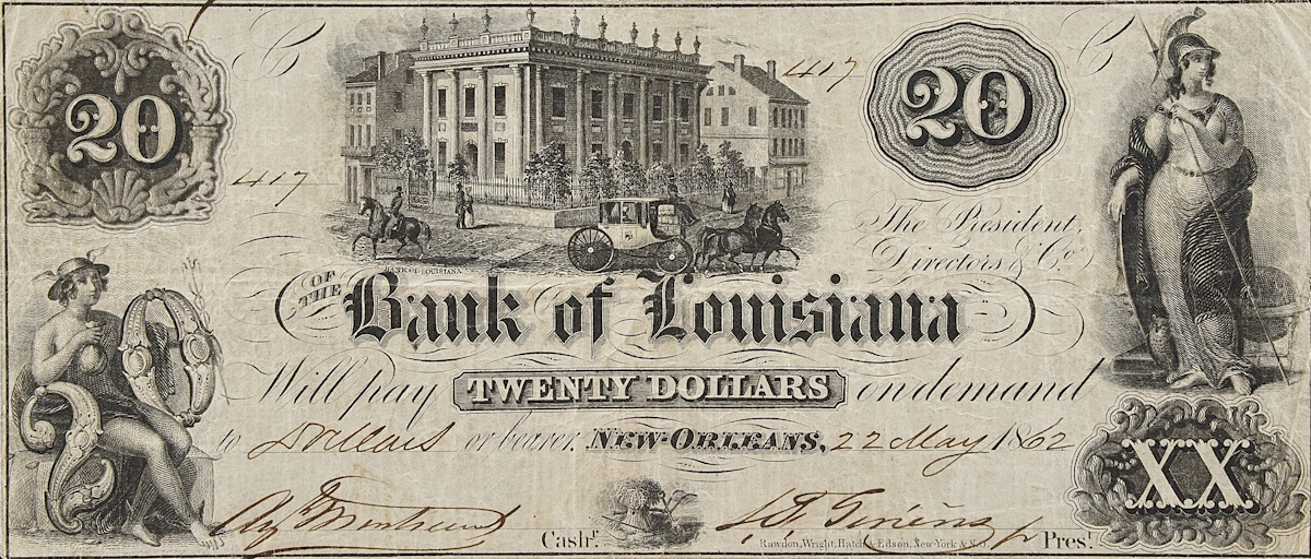 Examples of valuable currency from Louisiana
